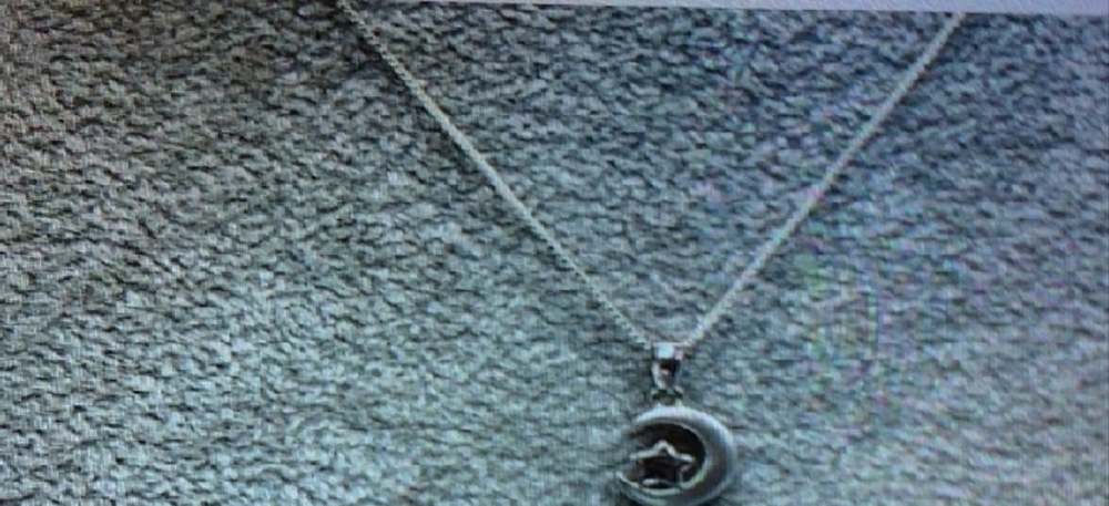 Vtg Sterling Silver Moon And Star Pendant Necklace